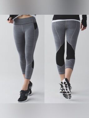 Lululemon Pace Rival Crop Space Dye Camo Black Dark Slate Leggings 2